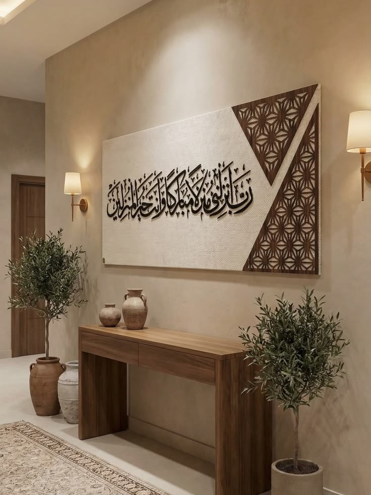 تابلوه قماش × خشب مع حروف بارزة
