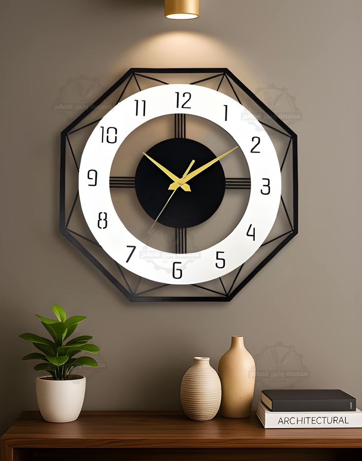 ​🛑 ساعة حائط مودرن بتصميم ثماني الأضلاع هندسي