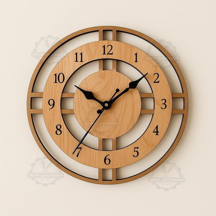 ساعة حائط خشبية أنيقة بتصميم ثلاثي الأبعاد 🪵⏰✨